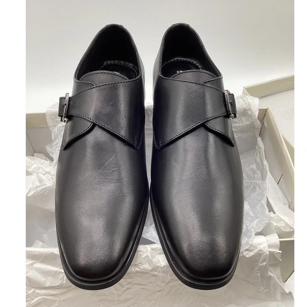 Alfani Jerriel Mens Black Leather Single Monk Strap Dress Shoes F35877 Size 10M